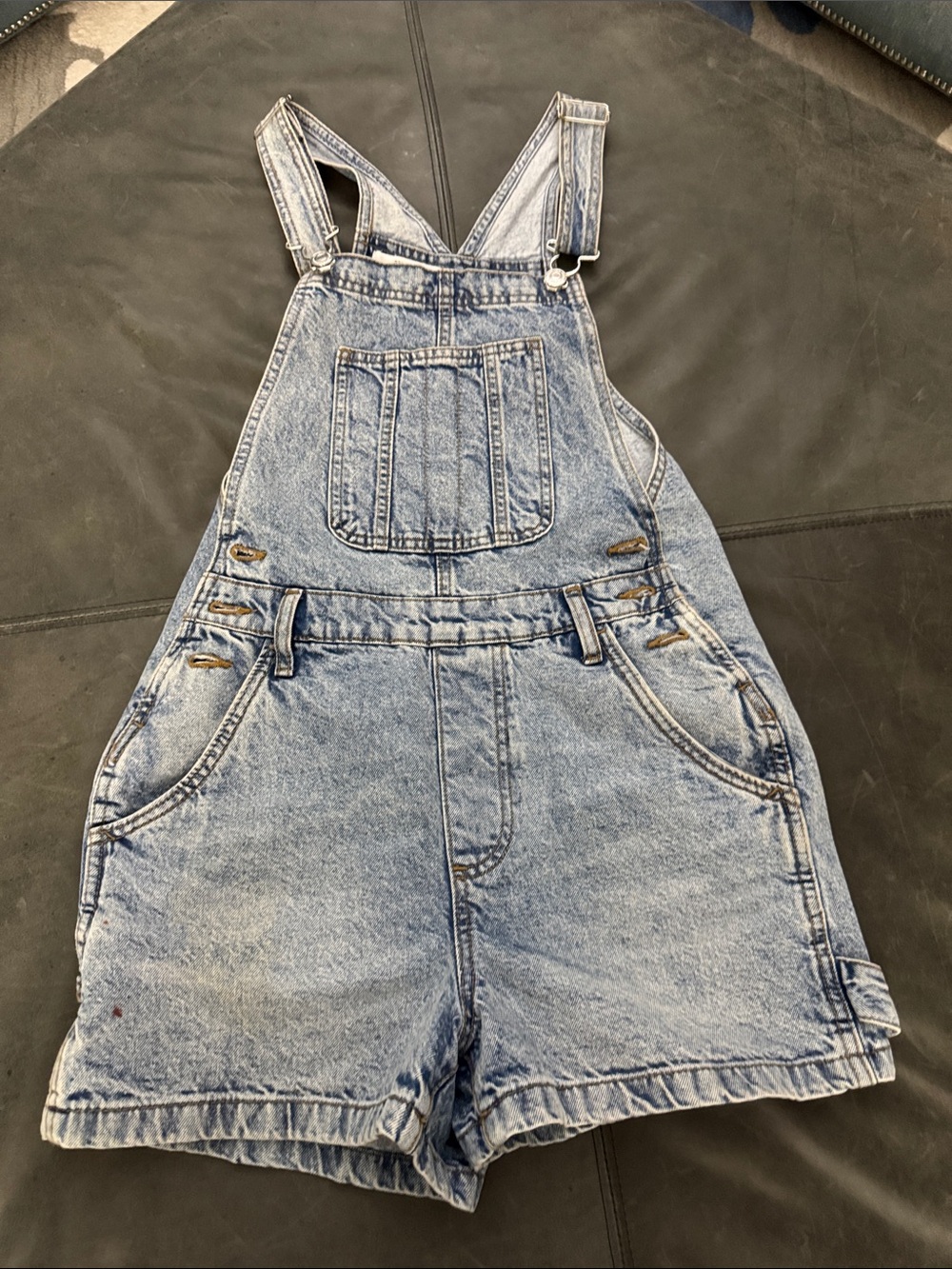 CottonOn Utility Short Overalls Light Wash Denim